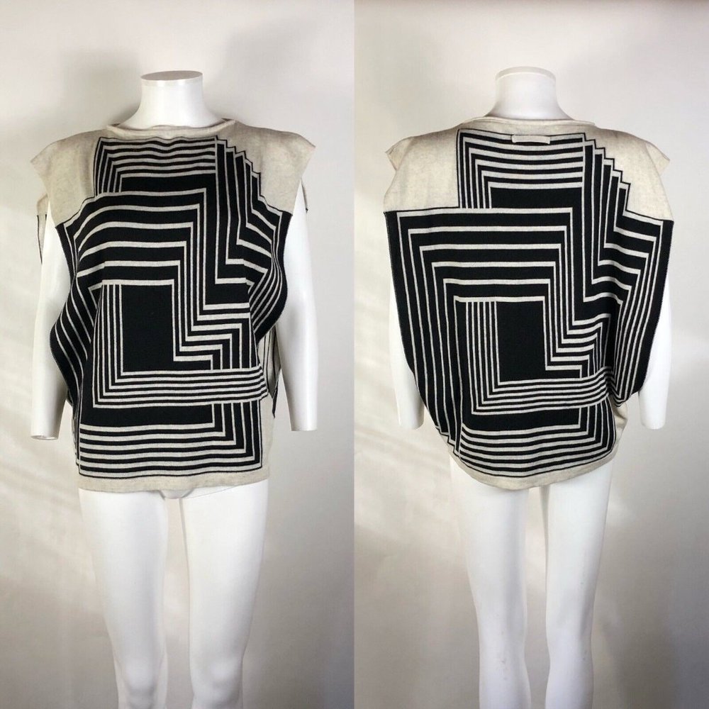 Rare Vtg Jean Paul Gaultier Black White Geometric Top S